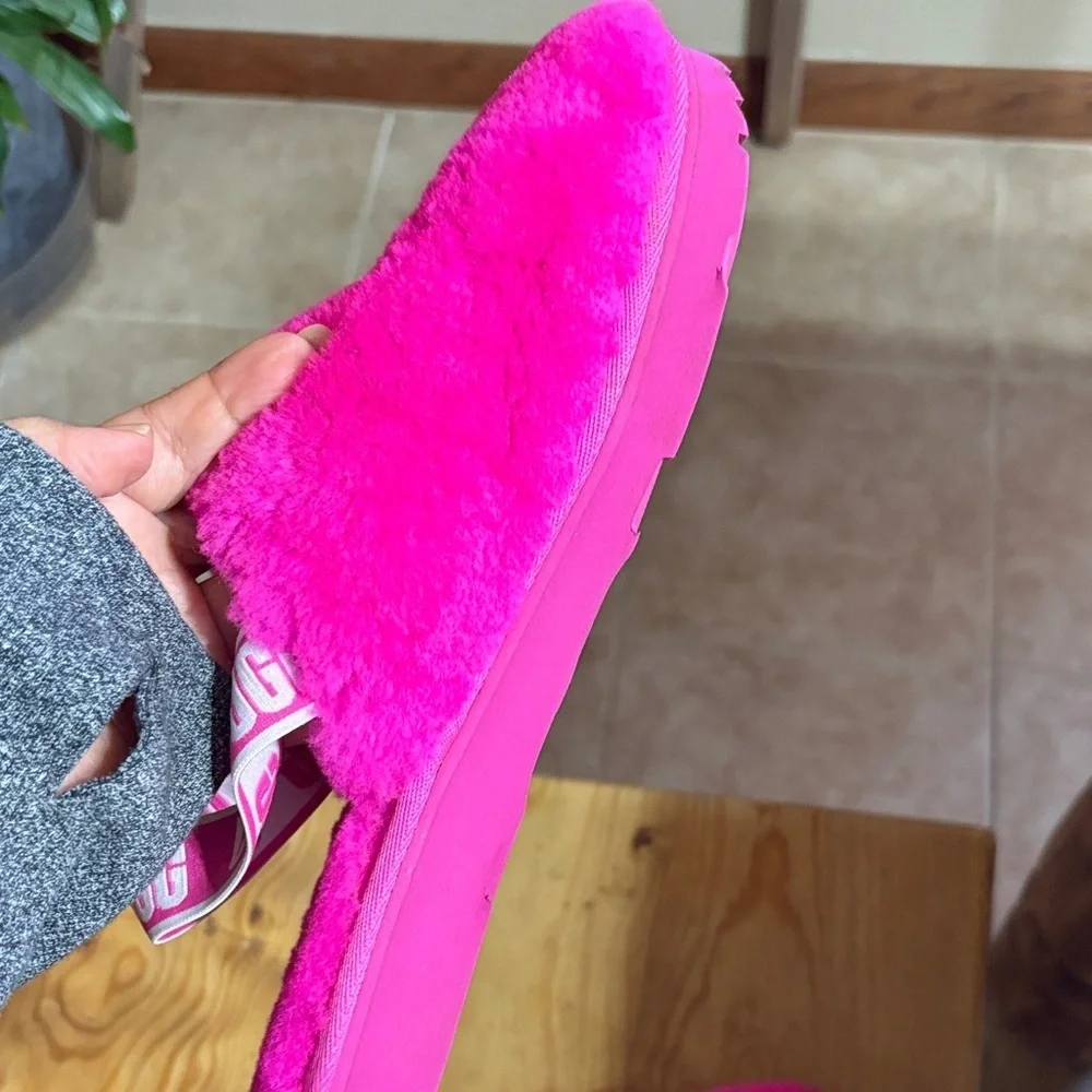 UGG Vibrant Pink Fuzzy Slippers